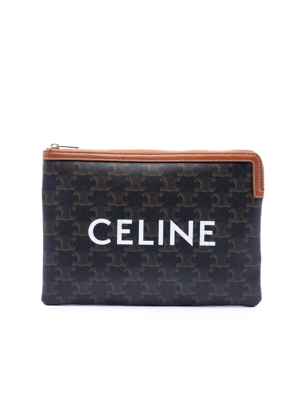 Celine Zip Around Chain Clutch Triomphe #287488C66B